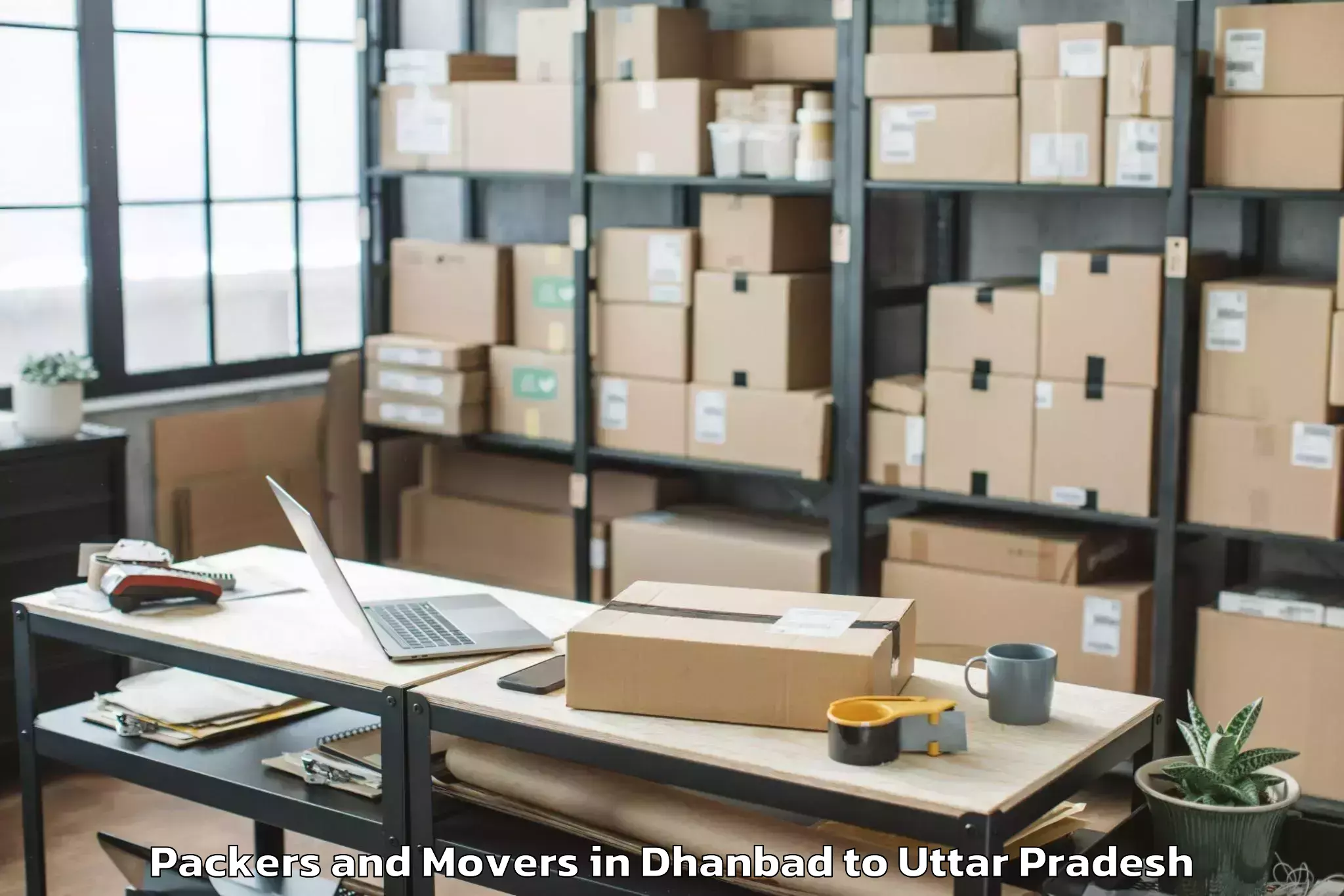 Book Dhanbad to Usehat Packers And Movers